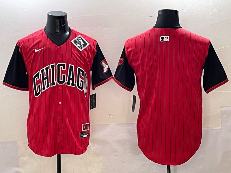 Men Chicago White Sox Blank Red Stripe Joint Name 2025 Nike MLB Jersey style 3